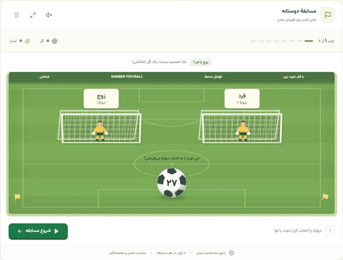 تصویر بازی فوتبال عددها